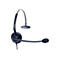 Schwarzes Ein-Ohr-Headset von Auerswald mit gepolstertem Ohrhörer, flexiblem Mikrofonarm und Kopfbügel vor weißem Hintergrund.