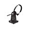 Schwarzes schnurloses Auerswald Headset mit Ladestation auf weißem Hintergrund.