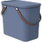 Aufbewahrungsbox ALBULA, mit Deckel, 25 Liter, Bügelgriff, stapelbar, aus recyceltem Kunststoff, B 400 x T 235 x H 340 mm, blau