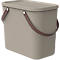 Aufbewahrungsbox ALBULA, mit Deckel, 25 Liter, Bügelgriff, stapelbar, aus recyceltem Kunststoff, B 400 x T 235 x H 340 mm, braun