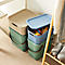 Aufbewahrungsbox ALBULA, mit Deckel, 25 Liter, Bügelgriff, stapelbar, aus recyceltem Kunststoff, B 400 x T 235 x H 340 mm, grün
