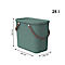 Aufbewahrungsbox ALBULA, mit Deckel, 25 Liter, Bügelgriff, stapelbar, aus recyceltem Kunststoff, B 400 x T 235 x H 340 mm, grün