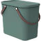Aufbewahrungsbox ALBULA, mit Deckel, 25 Liter, Bügelgriff, stapelbar, aus recyceltem Kunststoff, B 400 x T 235 x H 340 mm, grün
