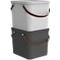 Aufbewahrungsbox ALBULA, mit Deckel, 40 Liter, Bügelgriff, stapelbar, aus recyceltem Kunststoff, B 400 x T 358 x H 340 mm, anthrazit