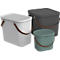 Aufbewahrungsbox ALBULA, mit Deckel, 40 Liter, Bügelgriff, stapelbar, aus recyceltem Kunststoff, B 400 x T 358 x H 340 mm, anthrazit