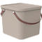 Aufbewahrungsbox ALBULA, mit Deckel, 40 Liter, Bügelgriff, stapelbar, aus recyceltem Kunststoff, B 400 x T 358 x H 340 mm, braun