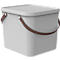 Aufbewahrungsbox ALBULA, mit Deckel, 40 Liter, Bügelgriff, stapelbar, aus recyceltem Kunststoff, B 400 x T 358 x H 340 mm, weiss