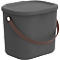 Aufbewahrungsbox ALBULA, mit Deckel, 6 Liter, Bügelgriff, stapelbar, aus recyceltem Kunststoff, B 235 x T 200 x H 208 mm, anthrazit