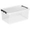 Aufbewahrungsbox Sunware Q-LINE, Verschlussclips, transparent, stapelbar, 45L, L 600 x B 400 x H 260 mm, grau