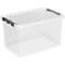 Aufbewahrungsbox Sunware Q-LINE, Verschlussclips, transparent, stapelbar, 62L, L 600 x B 400 x H 420 mm, grau