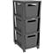 Aufbewahrungsturm BRISEN, mit Rollen, 3 x 16 Liter, bis 30 kg, beidseitig entnehmbare Schubladen, Recyclingkunststoff, BPA-frei, L 300 x B 366 x H 770 mm, anthrazit