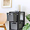 Aufbewahrungsturm BRISEN, mit Rollen, 3 x 16 Liter, bis 30 kg, beidseitig entnehmbare Schubladen, Recyclingkunststoff, BPA-frei, L 300 x B 366 x H 770 mm, anthrazit