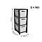 Aufbewahrungsturm BRISEN, mit Rollen, 3 x 16 Liter, bis 30 kg, beidseitig entnehmbare Schubladen, Recyclingkunststoff, BPA-frei, L 300 x B 366 x H 770 mm, weiss