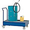 Auffangwanne ASECOS, Stahl, fahrbar, mit Gitterrost, 200 l Auffangvolumen, B 850 x T 1450 x H 1150 mm, lackiert o. verzinkt