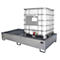 Auffangwanne BAUER AW 1000-2/PE mit Gitterrost, 2x 1000 l IBC, B 2665 x T 1315 x H 440 mm, verzinkt