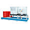 Auffangwanne Bauer AWA 32, Stahl, blau, L 3850 x B 1460 x H 780 mm, 1000 l, für 3 x 1000 l IBC, 2 Abfüllaufsätze, 1 Gitterost