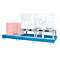 Auffangwanne Bauer AWA 32, Stahl, blau, L 3850 x B 1460 x H 780 mm, 1000 l, für 3 x 1000 l IBC, 2 Abfüllaufsätze, 1 Gitterost