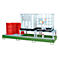 Auffangwanne Bauer AWA 32, Stahl, grün, L 3850 x B 1460 x H 780 mm, 1000 l, für 3 x 1000 l IBC, 2 Abfüllaufsätze, 1 Gitterost