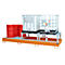 Auffangwanne Bauer AWA 32, Stahl, orange, L 3850 x B 1460 x H 780 mm, 1000 l, für 3 x 1000 l IBC, 2 Abfüllaufsätze, 1 Gitterost