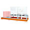Auffangwanne Bauer AWA 32, Stahl, orange, L 3850 x B 1460 x H 780 mm, 1000 l, für 3 x 1000 l IBC, 2 Abfüllaufsätze, 1 Gitterost