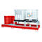 Auffangwanne Bauer AWA 32, Stahl, rot, L 3850 x B 1460 x H 780 mm, 1000 l, für 3 x 1000 l IBC, 2 Abfüllaufsätze, 1 Gitterost