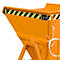 Auge à copeaux Bauer SKS 400, acier, orange, L 1220 x P 1050 x H 1115 mm, 400 l, jusqu'à 1000 kg, rouleaux, robinet de vidange, dispositif de basculement manuel.