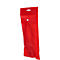 Roter Beutel mit Aufhänger und Knopfverschluss.