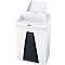 White paper shredder, dark grey door, paper feed tray, red HSM logo. "SECURE" lettering.