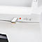 Close-up of a white device with a USB-C connector plugged in and a red indicator light.