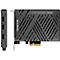 AVerMedia Live Gamer DUO Capture Card vor weißem Hintergrund, Anschlüsse links und Karte rechts sichtbar.