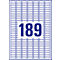 Avery Paper Labels L7871-20, voor etiketten, sterk klevend, wit, 25,4 x 10 mm, 20 x A4 vellen, 3780 stuks.