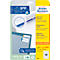 Verpakking van Avery Zweckform universele etiketten, met een vel etiketten en enkele etiketten met labels.