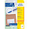 Productverpakking van Avery Zweckform labels. De verpakking toont etiketten op een bruine envelop en productinformatie.