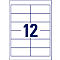 Label sheet with 12 fields, blue bordered, large blue "12" in the middle field.
