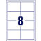 A white label with blue grid pattern and the number 8 in the center.