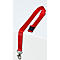 Rotes Schlüsselband mit Metallkarabiner, das über eine weiße Kante hängt, mit dem Hinweis 10 Lanyards.