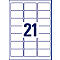 Avery Zweckform adresetiketten LR7160-100, geschikt voor laserprinters, 63,5 x 38,1 mm, 2100 stuks/100 A4-vellen, Blauer Engel, gerecycled papier, natuurlijk wit