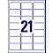 Avery Zweckform Adressetiketten J8160-25, geeignet für Inkjetdrucker, 63,5 x 38,1 mm, 525 Stück/25 A4-Bogen, 100 % FSC®-Papier, weiß
