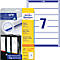 Pack of binder labels with the number 7 and labeled binders. Inscription: Avery Zweckform, ultragrip.