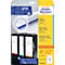 Product packaging with file folder labels and three black folders. The packaging shows product information and a logo.