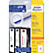 Product packaging of Avery Zweckform lever arch file labels. The product shows a pack of labels and three labeled folders.
