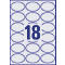 Avery® Zweckform Etiketten 5087, formaat A4, verwijderbaar, printer-veilig, 63,5 x 42,3 mm, 10 vel met 180 stuks, FSC® papier, ovaal, wit