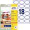 Avery® Zweckform Etiketten 5087, Format A4, ablösbar, druckergeeignet, 63,5 x 42,3 mm, 10 Bogen mit 180 Stück, FSC®-Papier, oval, weiß