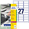 Avery Zweckform etiketten L6114-20, fraudebestendig, extreem robuust, 63,5 x 29,6 mm, 540 stuks/20 A4-vellen, folie, wit