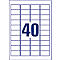 Avery Zweckform Etiketten L6140-20, extra stark haftend, geeignet für Laserdrucker, 45,7 x 25,4 mm, 800 Stück/20 A4-Bogen, Polyesterfolie, weiß