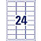 Avery Zweckform Etiketten L6141-20, extra stark haftend, geeignet für Laserdrucker, 63,5 x 33,9 mm, 480 Stück/20 A4-Bogen, Polyesterfolie, weiß