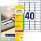 Avery Zweckform Etiketten L6145-20, fälschungssicher, extrem robust, geeignet für SW-Laserdrucker, 45,7 x 25,4 mm, 800 Stück/20 A4-Bogen, Acrylfolie, weiß