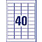 Avery Zweckform Etiketten L6145-20, fälschungssicher, extrem robust, geeignet für SW-Laserdrucker, 45,7 x 25,4 mm, 800 Stück/20 A4-Bogen, Acrylfolie, weiß