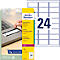 Avery Zweckform Etiketten L6146-20, fälschungssicher, extrem robust, geeignet für SW-Laserdrucker, 63,5 x 33,9 mm, 480 Stück/20 A4-Bogen, Acrylfolie, weiß