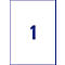 Carré avec un bord bleu et le chiffre 1 en bleu au centre.